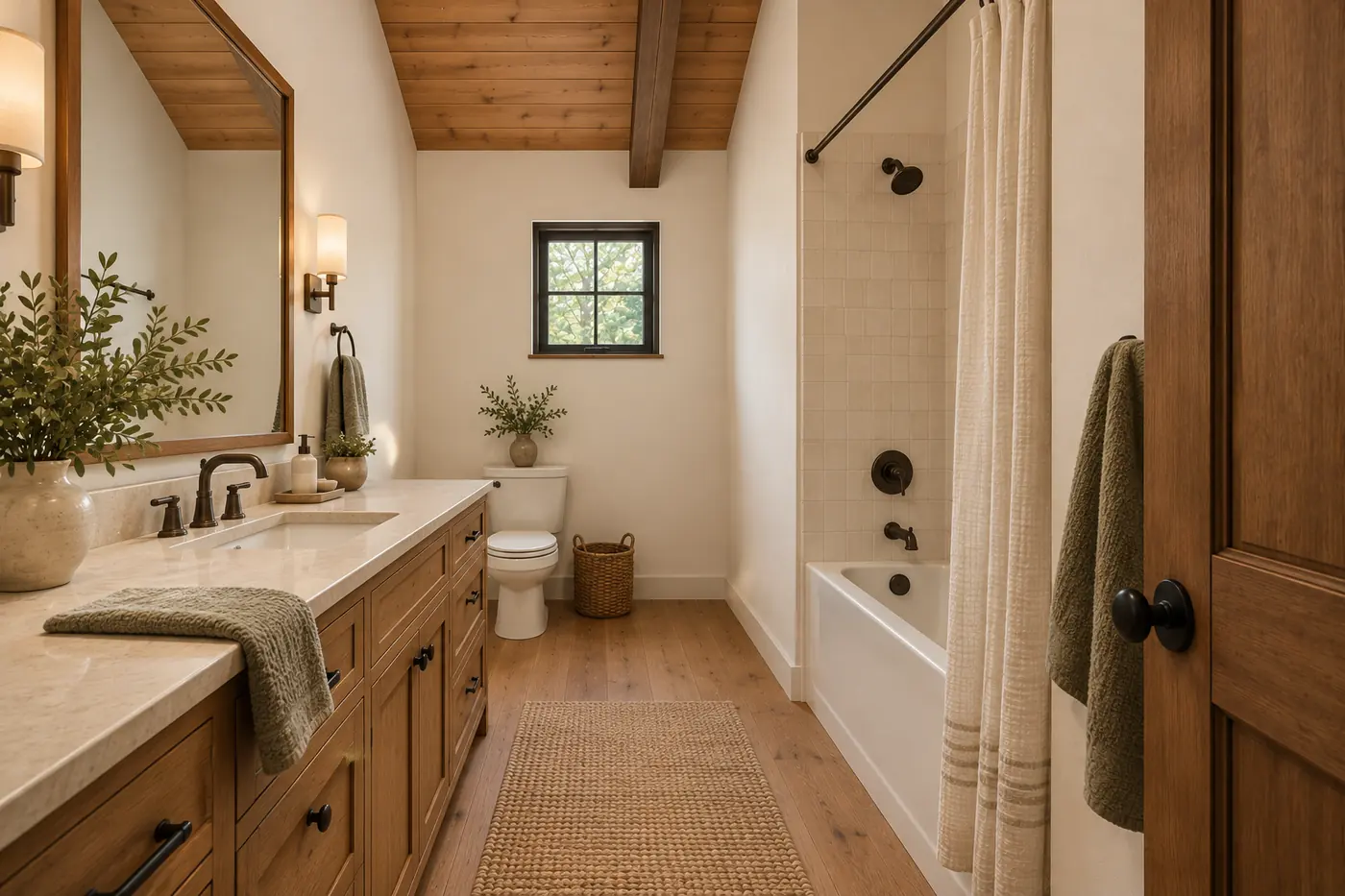 The Sage Cottage: primary bath, concept rendering